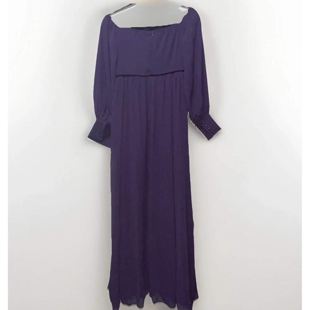 Alisastyle Purple Cottagecore‎ Maxi Dress Medium Sheer Sleeve Boho Formal Dress